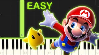 SUPER MARIO GALAXY  GUSTY GARDEN  EASY Piano Tutorial [upl. by Annekam]