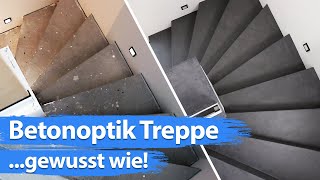 Treppe fugenlos in Betonoptik spachteln  Wandprofi [upl. by Anirtak]