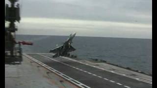 Su33 Unsuccessful cobra landing attempt  Admiral Kuznetsov  RuAF [upl. by Tasha283]