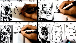 ARTIST DRAWS in 10 MINUTES ONE MINUTE and 10 SECONDS EPIC ART CHALLENGE [upl. by Ovatsug87]