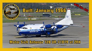 FANTASTIC SOUND Motor Sich Antonov 12B UR11819 Built Jan 1966 at ZürichKloten with live ATC [upl. by Gemma179]