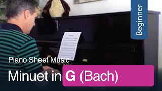 Minuet in G Bach  Free Beginner Piano Sheet Music [upl. by Eelan]