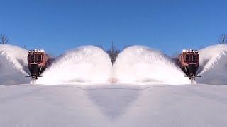 Awesome Powerful snow plow train HD video [upl. by Nnairrehs]