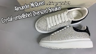 Alexander McQueen Mens Crystal embellished Oversized Sneaker in White black [upl. by Winona]