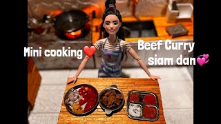 MINI COOKING BEEF CURRY  Bawngsa kan kawi dan  Barbie size [upl. by Hannahoj55]