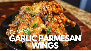 Creamy Garlic Parmesan Chicken Wings In The Oven  Easy Chicken Wings Recipe [upl. by Navy]