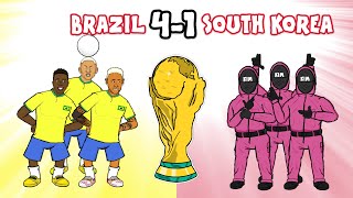 BRAZIL vs SOUTH KOREA 41 World Cup 2022 Cartoon Goals Highlights Richarlison Neymar Paqueta [upl. by Suilmann]