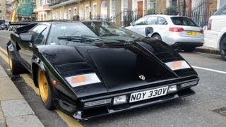 LOUD Lamborghini Countach S in London Startup and driving scenes HD [upl. by Ahsietal]