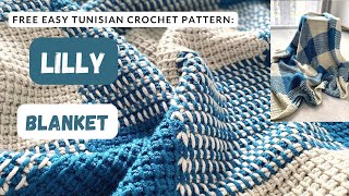 Beautiful EASY Tunisian crochet throw pattern Lilly Blanket step by step tutorial [upl. by Penrod250]