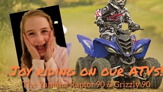 Yamaha Raptor 90 amp Grizzly 90 Joy Ride On Our ATVs [upl. by Neelon670]