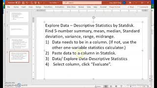 Find Descriptive Statistics by Statdisk [upl. by Leonelle]