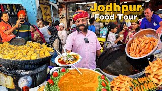 Jodhpur Food Must visit Places  Indian Street Food Mirchi Bada Shahi Samosa Gulab Jamun Ki Sabzi [upl. by Laerdna]