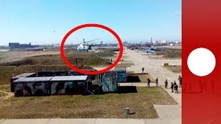 Video Ukrainian pilots escape with aircraft as troops take over air base [upl. by Chlo]