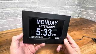 AINFTIME Clock with Day and Date for Elderly 3 Colors Display Digital Calendar Alarm Clock Review [upl. by Jeffie]