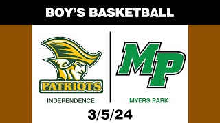 Independence  Myers Park – Boys High School Basketball [upl. by Aneev]