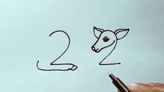 howto drawdeer sketch from 22number  deer drawing step by step Artsaif924 [upl. by Cherida106]