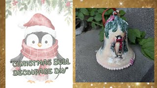 How to Decoupage a Christmas Bell Christmas Tree Ornament DIY [upl. by Kesia]