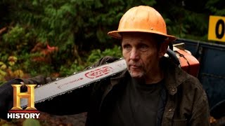 Ax Men A Head Between Two Logs S9 E13  History [upl. by Eupheemia]