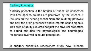 Auditory PhoneticsPhonetics in English  Linguistics [upl. by Yleme]