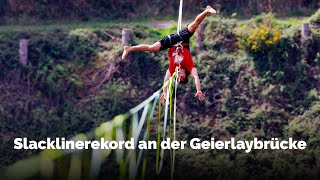 SlacklineRekord an der Geierlay im Hunsrück [upl. by Llyrrad]