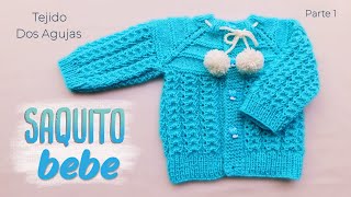 Como tejer un Saquito Jersey Chambrita para bebe a dos agujas Tejido Top Down Parte 1 de 2 [upl. by Lajet]