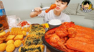 ASMR MUKBANG 스팸부대찜닭 왕 김말이 튀김 치즈볼 먹방 amp 레시피 SPICY NOODLES TTEOKBOKKI CHICKEN EATING SOUND [upl. by Yllas]