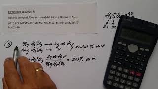 COMPOSICIÓN CENTESIMAL 00 DEL ÁCIDO SULFÚRICO PARA QUÍMICA DE BACHILLERATO EJERCICIO RESUELTO [upl. by Mayyahk]