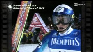 Special slalom FIS Schladming Austria 1997 a duell between Tomba and Stangassinger Part 1 of 2 [upl. by Annaear180]