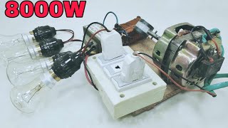 How To Make Free Energy 240V Generator Light Bulb Electric Condenser 8000W Transformer New Idea [upl. by Ynatsed809]