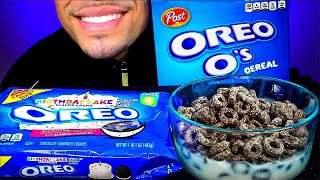 ASMR OREO OS COOKIE CEREAL MILK BIRTHDAY CAKE EATING MOUTH SOUNDS NOISES NO TALKING  MUKBANG [upl. by Nellie21]