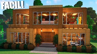 ✅Cómo hacer una casa MODERNA de MADERA en Minecraft🏡 FÁCIL Y RÁPIDO 1 [upl. by Charmian705]