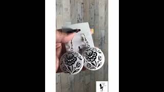 Floral Print Wooden Earrings [upl. by Tobe]