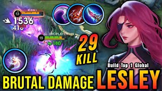 29 Kills Best Lesley One Shot Build and Emblem PLEASE TRY  Build Top 1 Global Lesley  MLBB [upl. by Kuebbing974]