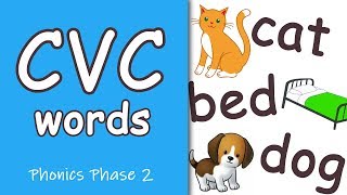 CVC Words  Phonics Phase 2 [upl. by Notxap]