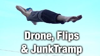 Drone Flips amp JunkTramp Parkour amp trampoline tricks [upl. by Edas]