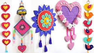 5 EASY WALL HANGING DECORATION from WASTE MATERIALS [upl. by Kappenne]