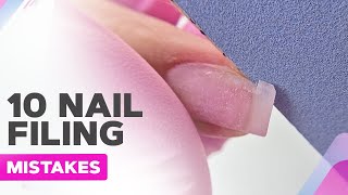 10 Nail Filing Mistakes  Soft Square Shaped Natural Nails [upl. by Mohun276]