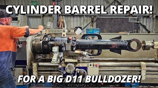 Repairing a Cylinder Barrel for BIG D11 Bulldozer  Machining Welding amp Honing [upl. by Beal]