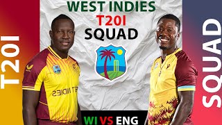 WEST INDIES SQUAD T20I VS ENGLAND [upl. by Ashil967]