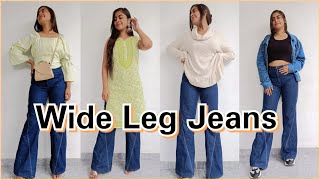 6 Easy Outfit Ideas Using Wide Leg Jeans  Flared Jeans Outfits  Bell Bottom Jeans Styling [upl. by Lytsirk]