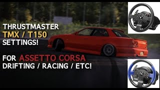 ASSETTO CORSA THRUSTMASTER TMX  T150 WHEEL SETTINGS  CM  CSP Required [upl. by Dreddy980]