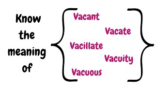 English Vocabulary Vacant Vacate Vacillate Vacuity Vacuous with meaning and example sentence [upl. by Coulson]