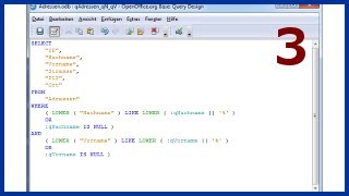 03 OpenOffice Base eine Parameter Abfrage erstellen [upl. by Ylrak]