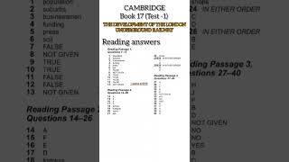 Cambridge book 17 Test1 IELTS reading answers THE DEVELOPMENT OF THE LONDON UNDERGROUND RAILWAY [upl. by Inig]