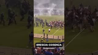 BresciaCosenza scontri ultras in campo 010623 [upl. by Ansel]