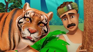 The Thankful Tiger Hindi Kahaniya  Hindi Stories for Kids  Infobells [upl. by Nwahsiek249]