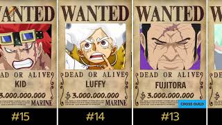 THE 30 HIGHEST BOUNTIES IN ONE PIECE RIGHT NOW LUFFY ONLY RANKS 14TH [upl. by Hodge725]