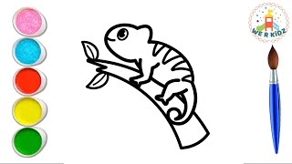 How to draw Chameleon  Coloring amp Drawing Species of Lizards  Made for Kids [upl. by Akima]