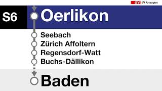 ZVV S6  Uetikon am See – Zürich HB – Otelfingen –Baden Ende in Uetikon amp Willkommen in Baden [upl. by Maryellen]