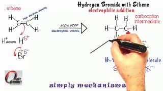 Simply Mechanisms 1 Electrophilic Addition 1 Ethene amp HBr [upl. by Marga]